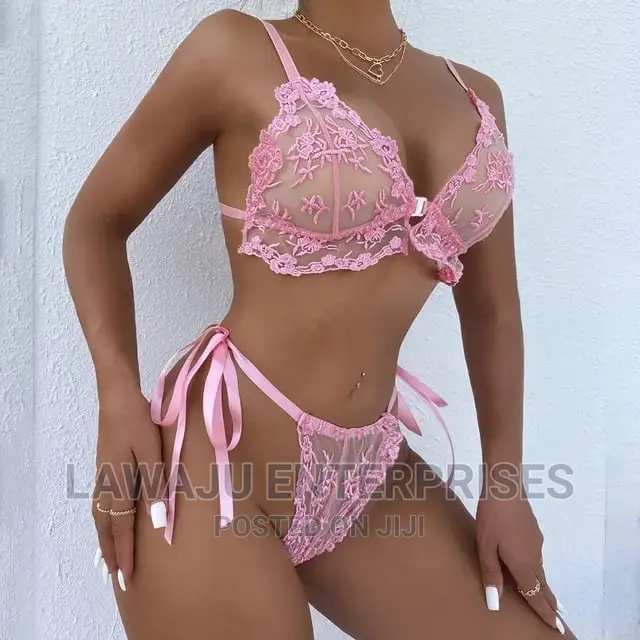 2pc Pink Bra and Panty Lingerie Set Free Size