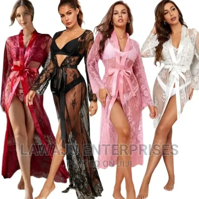 3pcs Lingerie Set (Long Cover + Bra + Thong)
