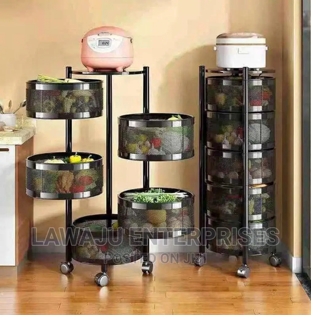 5 Tier Metallic Rotating Kitchen Rack