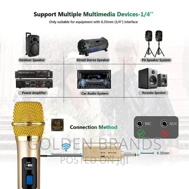 Powerful Wireless Microphone UHF Dual Cordless Dynamic - thumbnail 3