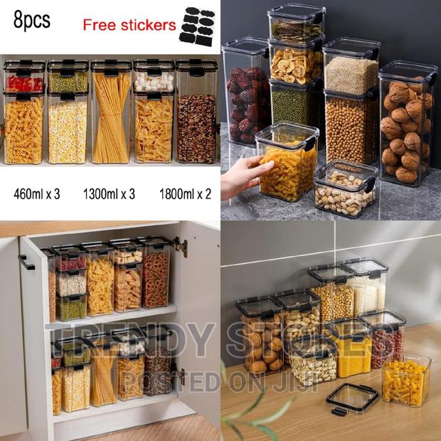 8pcs Transparent Acrylic Cereal Storage Containers - thumbnail 4