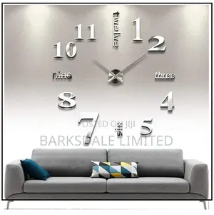 DIY Clock Wall Clock Mirror Stickers Silver Silent 3D Large