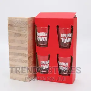 Drunken Tower Jenga With 4 Glasses