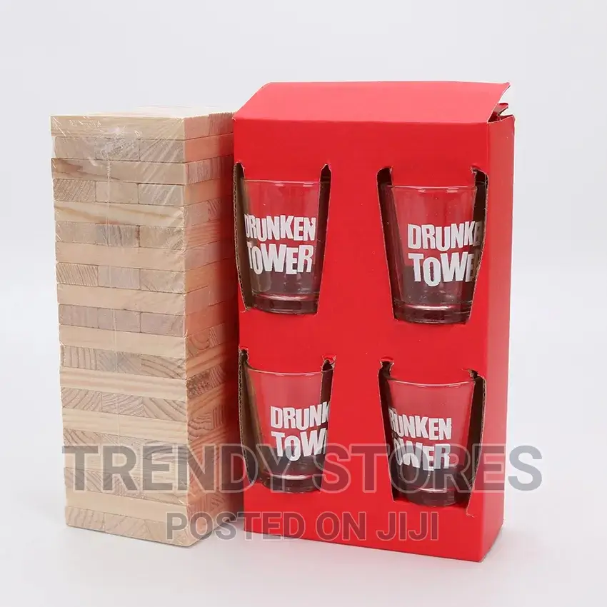 Drunken Tower Jenga With 4 Glasses