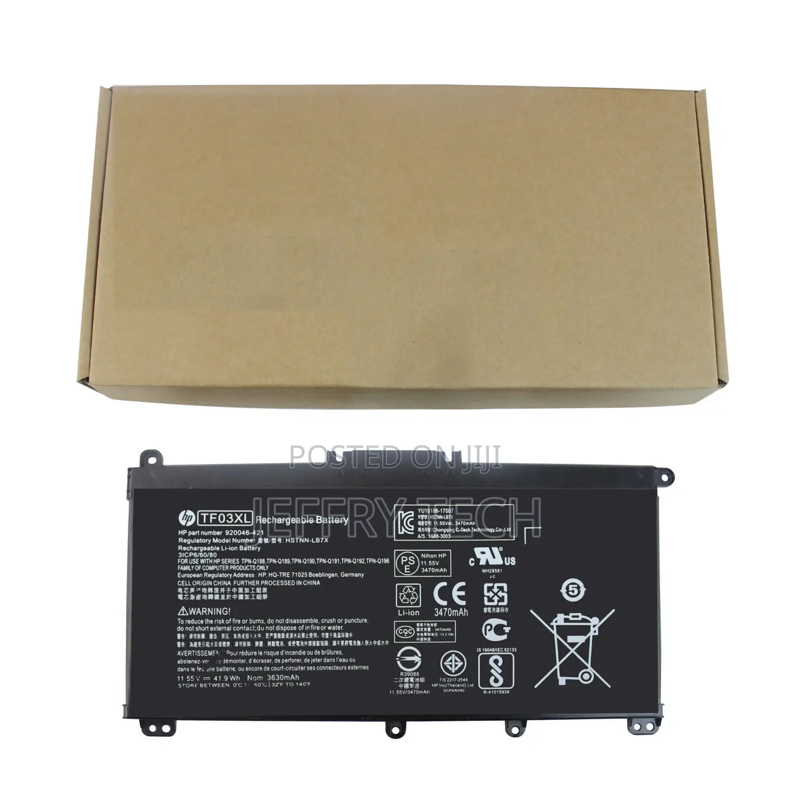 TF03XL Laptop Battery Forh P Pavilion 15-Cd HSTNN-LB7J/-LB7X