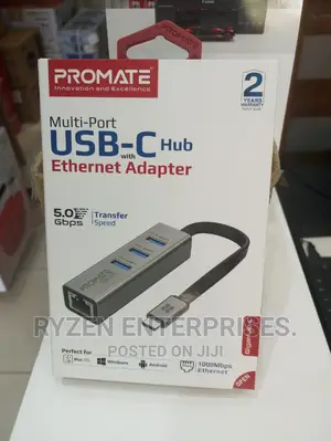 Promate USB-C HUB, Ethernet Adapter