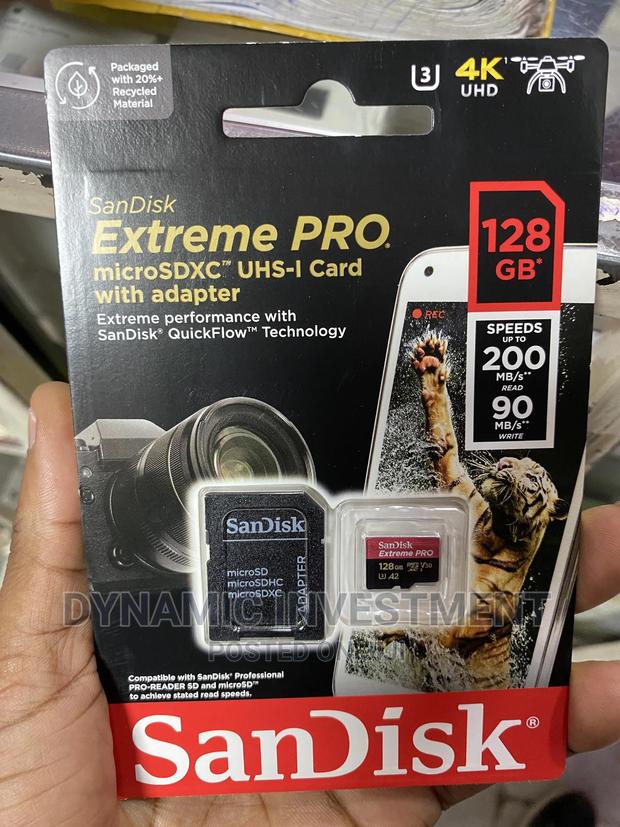 Sandisk 128GB Extreme PRO Microsd UHS-I Card With Adapter - thumbnail 3