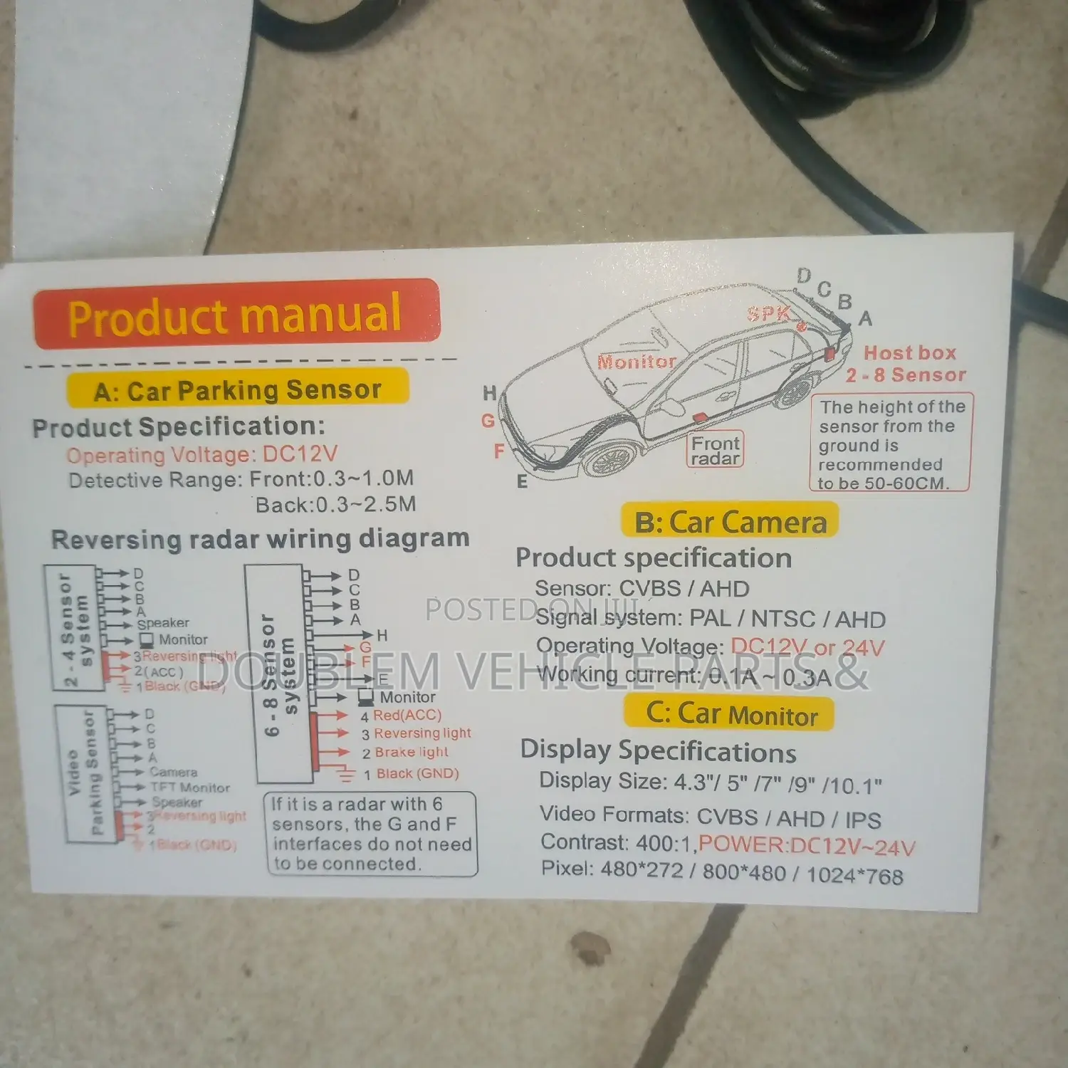 Car Parking Sensor With Camera Universal