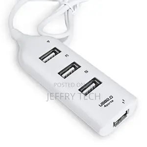 Portable 4 Ports USB 2.0 Super Speed 480mbps Hub-White