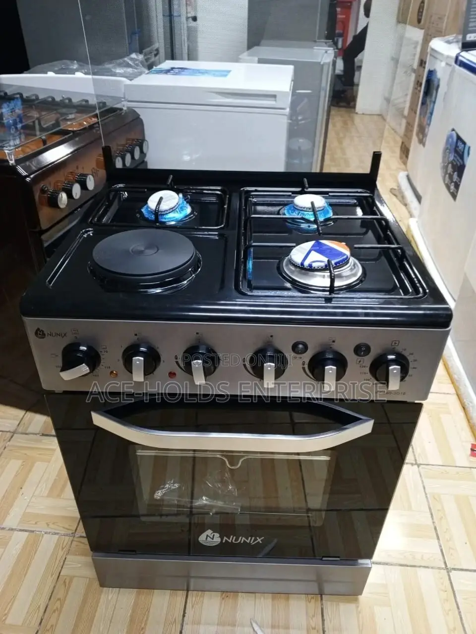 Nunix 60×60 3+1 Freestanding Cooker Electric Oven, Silver