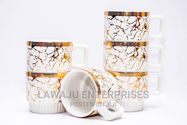 6pcs Marble Channel Cup Gold