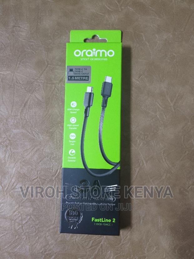 Oraimo Charging Cable Type C to Type C 3A Cable 60watts - thumbnail 2