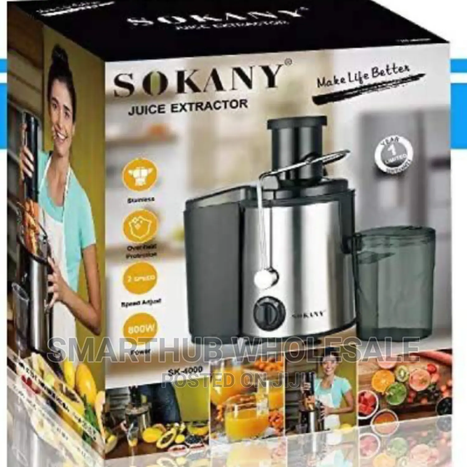 Sokany 800W Powerful Stainless Juice Extractor