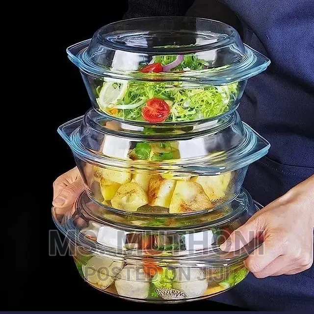 Set of 3 Casserole Material Glass.