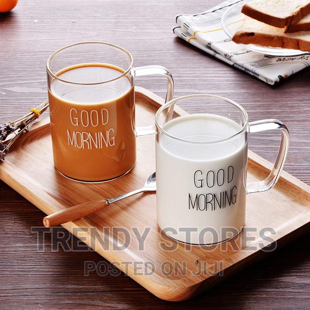 Borosilicate Good Morning Printed Glass Mug With Handle