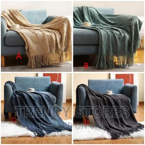 Nordic Plain Knitted Throw Blankets - main view