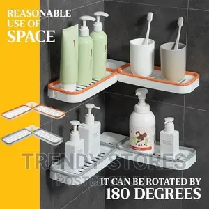 Rotating Punch Free Corner Shelf Bathroom Organizer