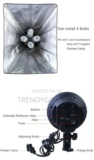 45W Bulb 4in1 Bulb Socket Softbox Light Stand Carrying Bag