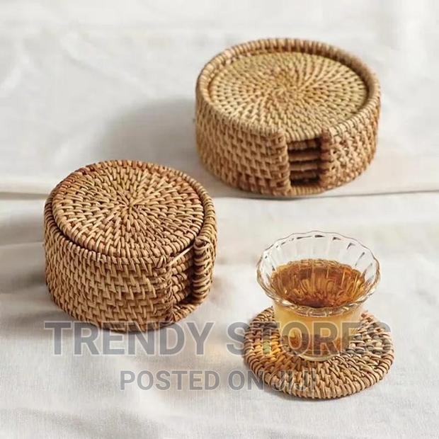 6pc Handmade 8cm Rattan Coasters ,