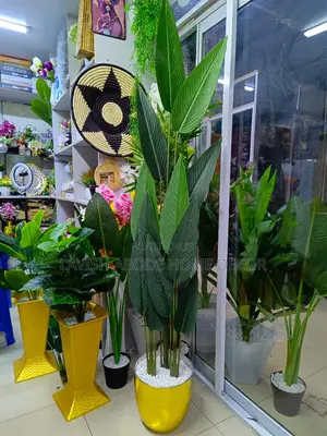 Artificial Indoor and Outdoor Plant Tall With Gold Planter