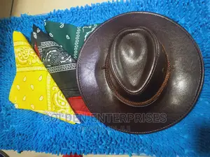 Leather Cowboy Hat + Bandana (Can Be Sold Separately )
