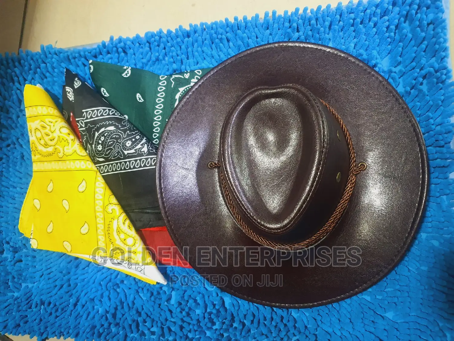 Leather Cowboy Hat + Bandana (Can Be Sold Separately )