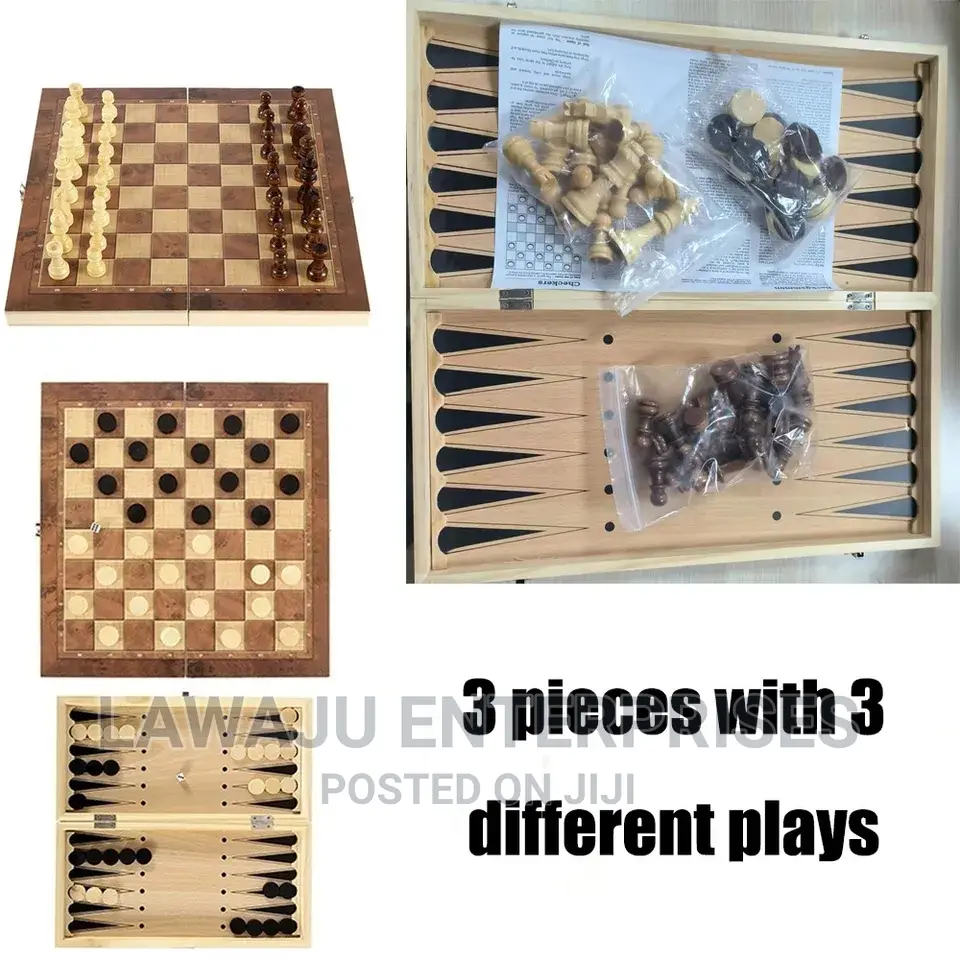 Wooden 3 In 1 (Chess+ Checkers Backgammon)