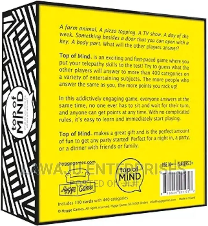 Top of Mind Card Game
