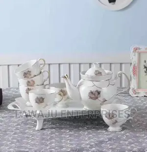 8 in 1 Tea Set White With Floral