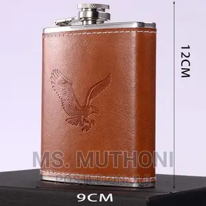 Leather Cover Whiskey Flask With Two Tot Glasses*