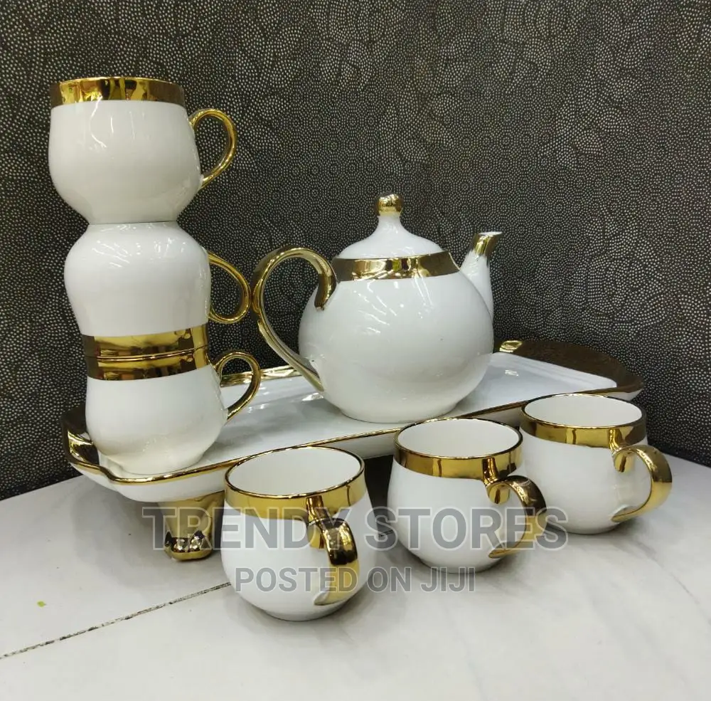 8PCS White and Gold Tea Set