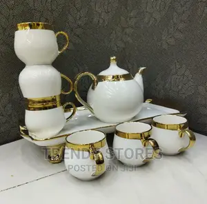 8PCS White and Gold Tea Set