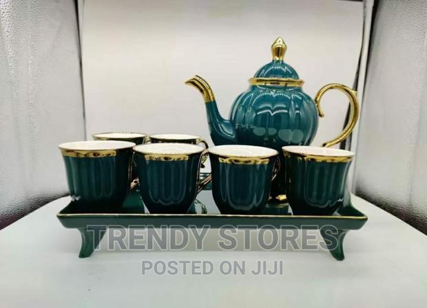 8pcs Green With Gold Tea Pot Set - main view