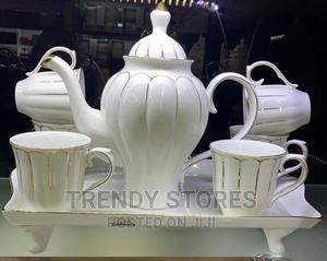 8pcs White With Gold Tea Pot Set - thumbnail 2