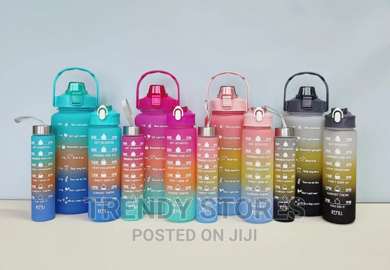 3in1 Multi - Colour Motivation Water Bottle (With Stickers)