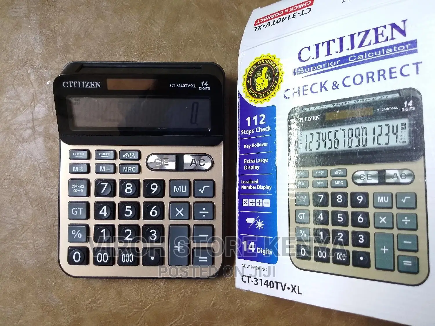 CT-3140TV Calculator 14 Digits With Two Displays and Solar
