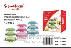 Set of 3 High Resistant Glass Storage
