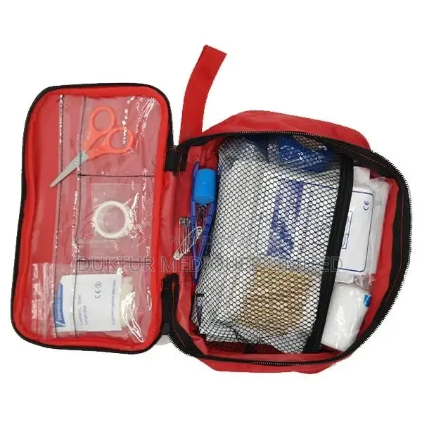First Aid KIT Red Zip Around Fabric Pouch 5x14x22cm