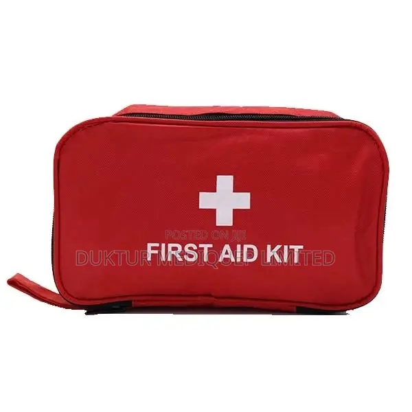 First Aid KIT Red Zip Around Fabric Pouch 5x14x22cm