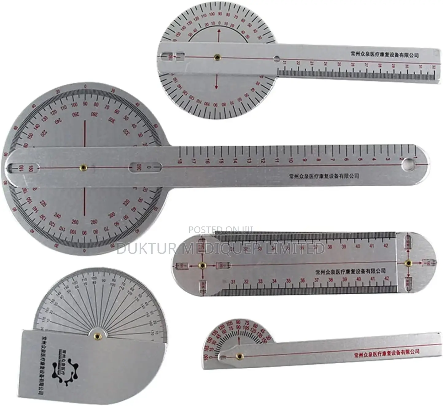 Aluminum Medical Goniometer, 5pcs Set