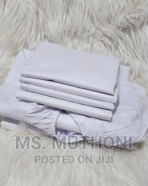 White Plain Fitted Bedsheet 2pcs Bedsheets 4pcs Pillowcases