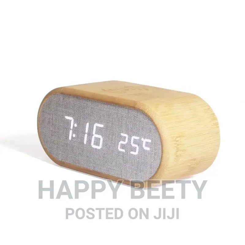 *Wooden Digital Alarm Clock With Wireless Charging Display in Nairobi