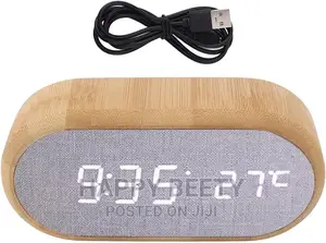 *Wooden Digital Alarm Clock With Wireless Charging Display