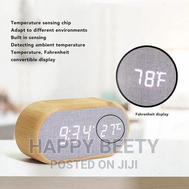 *Wooden Digital Alarm Clock With Wireless Charging Display - thumbnail 3