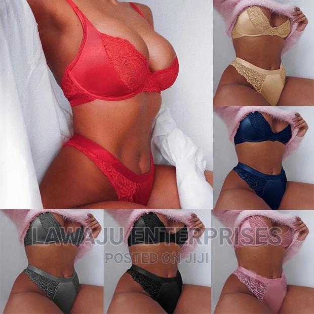 2pc Lace Mesh Matching Bra Pantie Lingerie Set - thumbnail 2