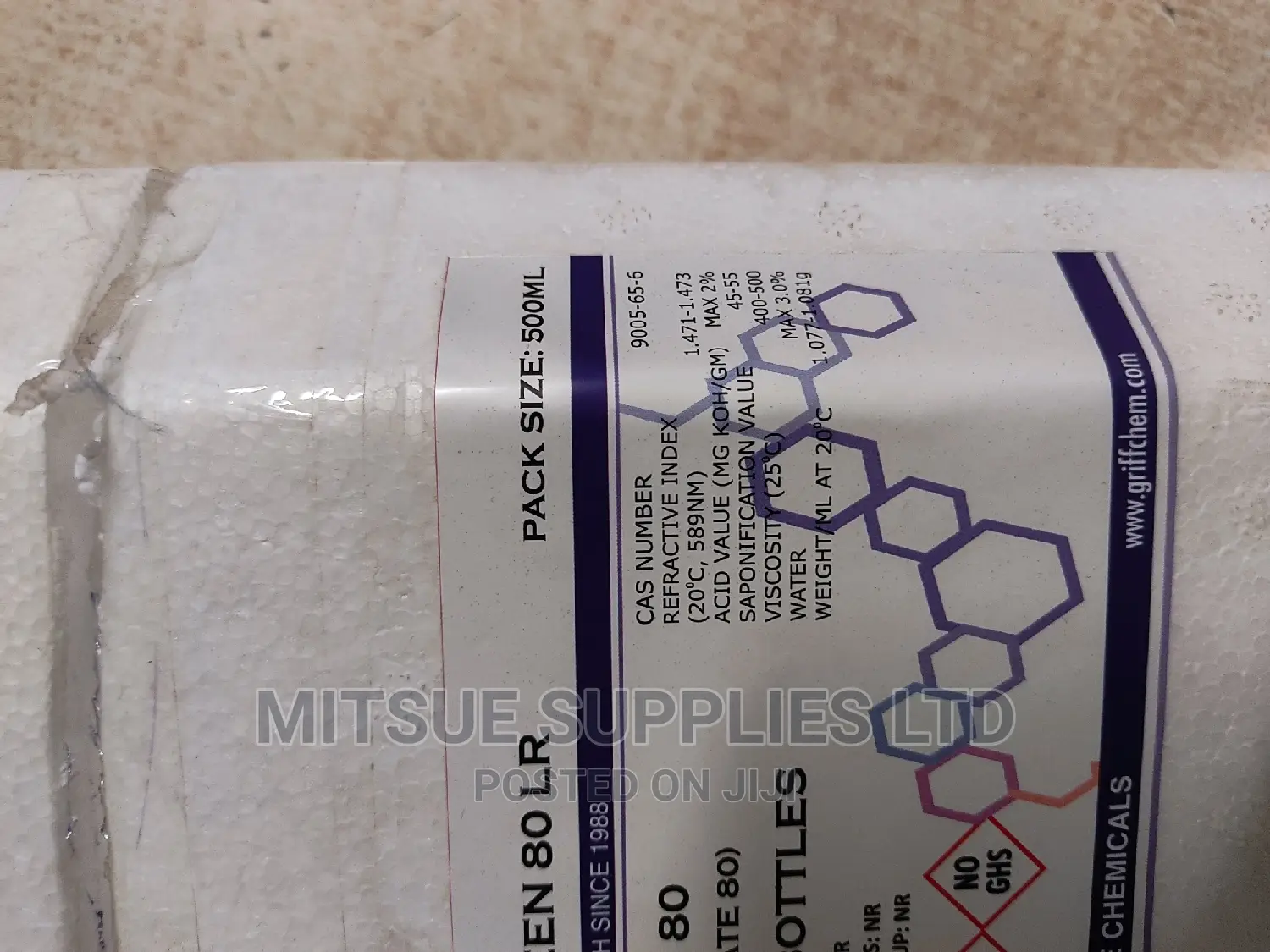 Tween 80 ( Polysorbate 80) for Synthesis Lr 500ml Griffchem