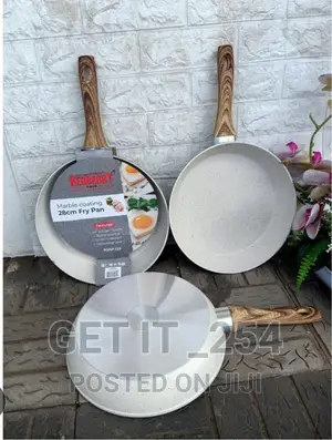 Marble Coating Heavy Frying Pan Soft Wooden Handle