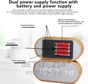 Wooden Digital Alarm Clock With Wireless Charging Display