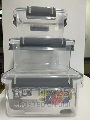 3pcs Refrigerator Storage Box With Airtight Seal Lids