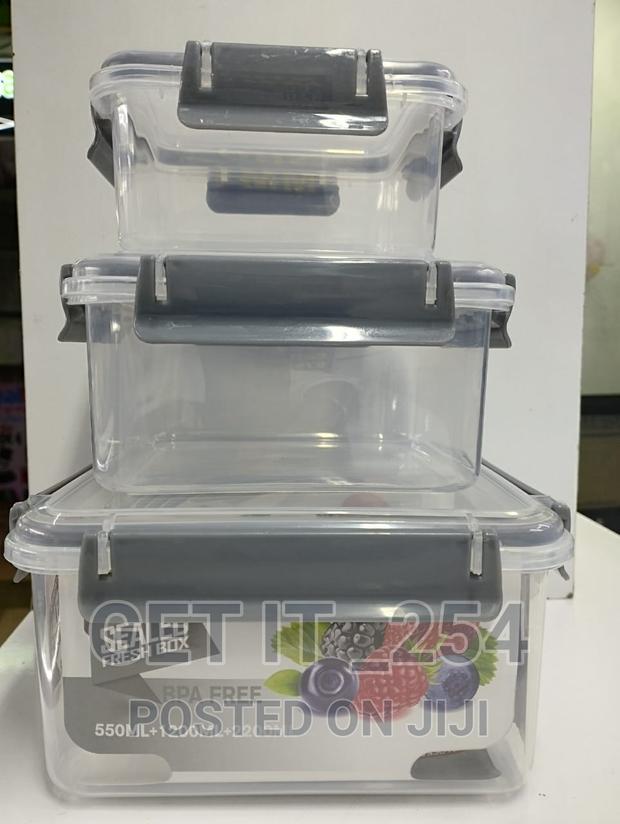 3pcs Refrigerator Storage Box With Airtight Seal Lids